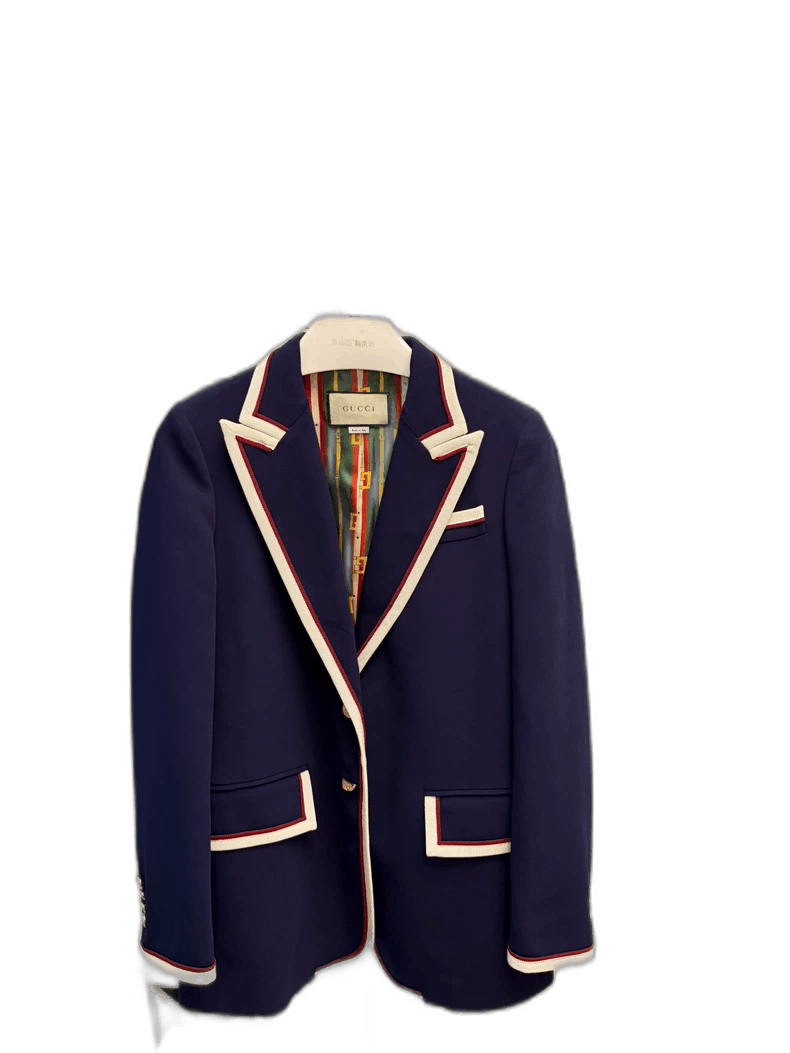 Gucci Gucci Navy Blazer with White Trim-yf Size US M / EU 48-50 / 2 - 1 Thumbnail