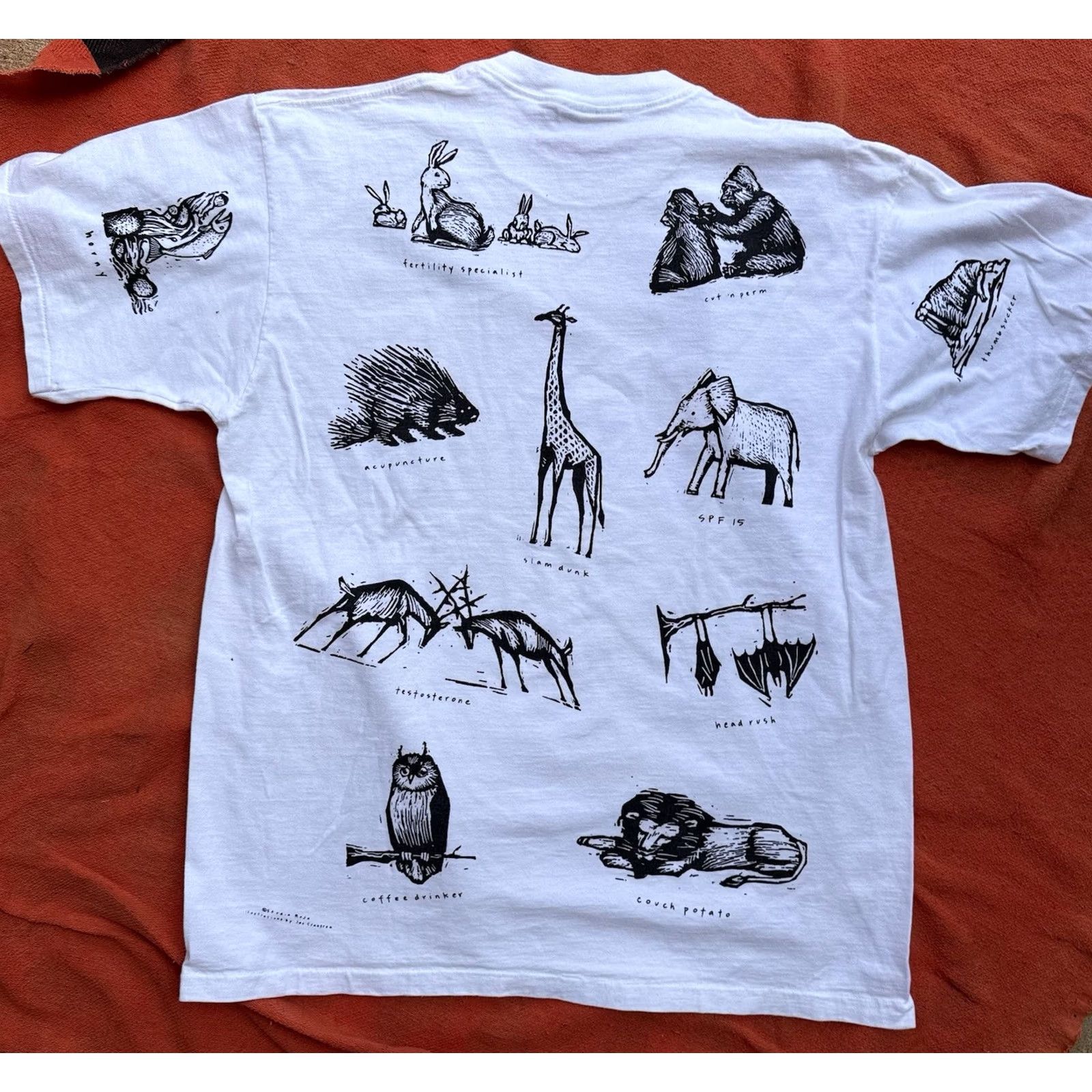 Vintage VINTAGE Your Head Goes Here T-Shirt Men XL White 90s Animal Humor Graphic Print Short Sleeve Crew Neck Cotton USA Made Size US XL / EU 56 / 4 - 6 Thumbnail