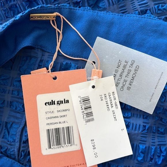 Cult Gaia Cult Gaia Caspara Popcorn Midi Slit Skirt Persian Blue Size 34" / US 12 / IT 48 - 11 Thumbnail