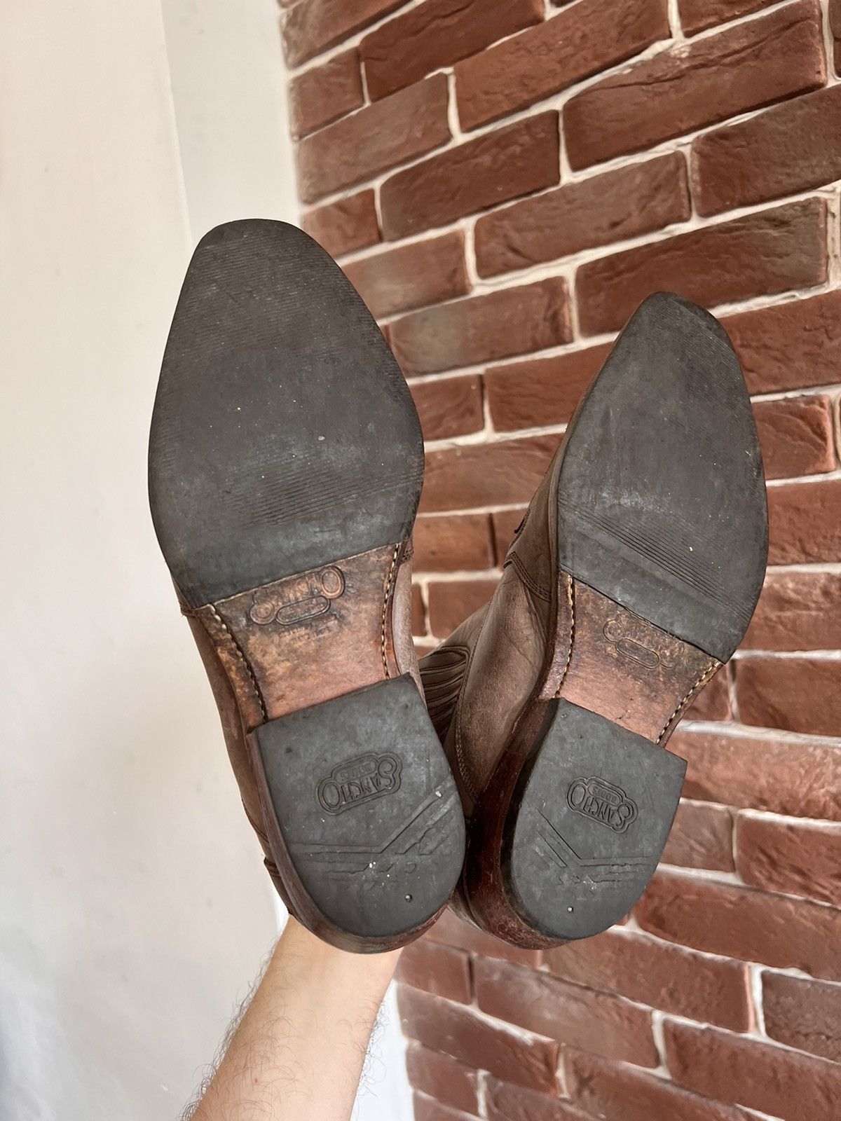Handmade Vintage Sancho Genuine Leather Brown Western Cowboy Boots Size US 7 / EU 40 - 13 Thumbnail