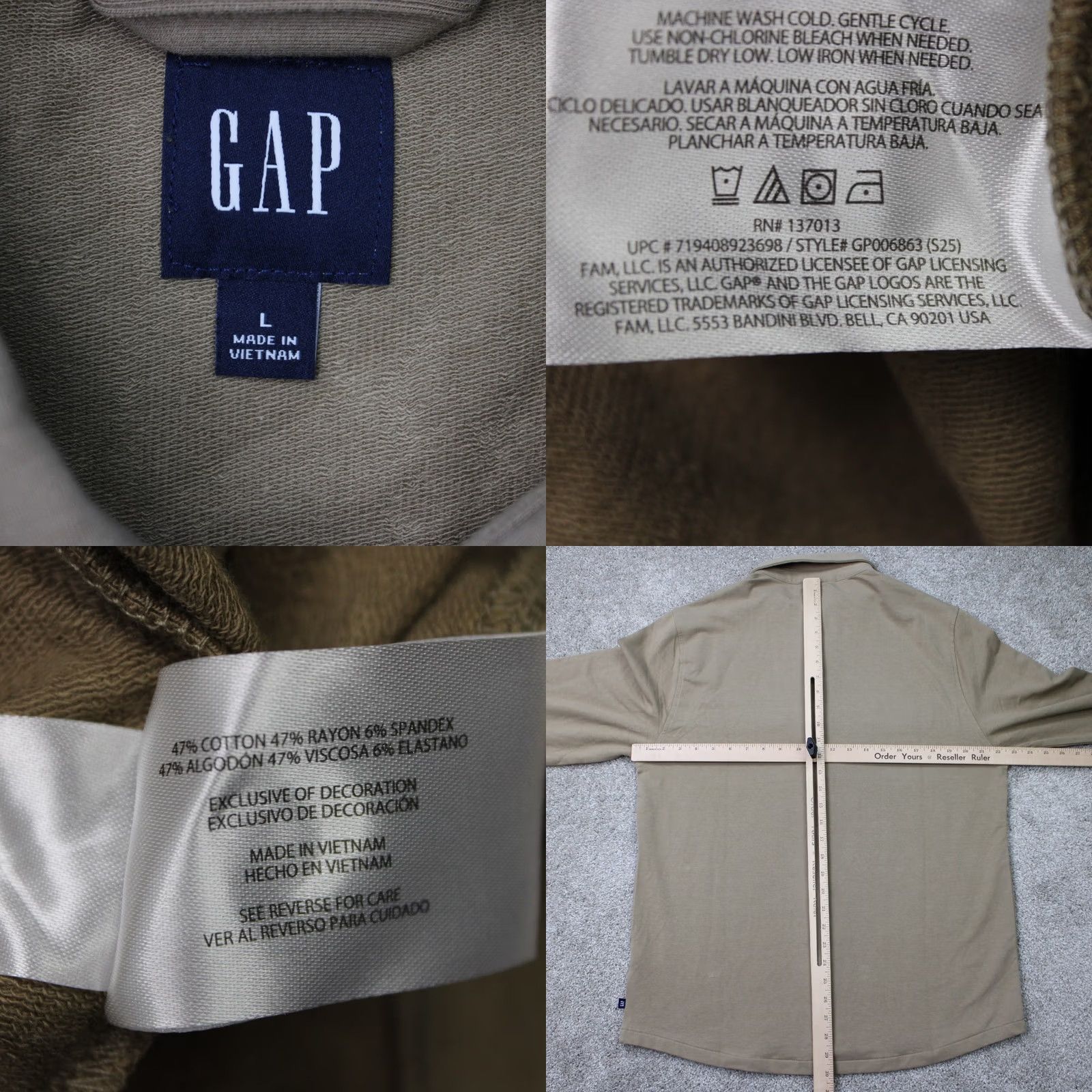 Gap Gap Shirt Mens Large Beige Long Sleeve Button-Down Knit Pockets NWT Size US L / EU 52-54 / 3 - 8 Thumbnail