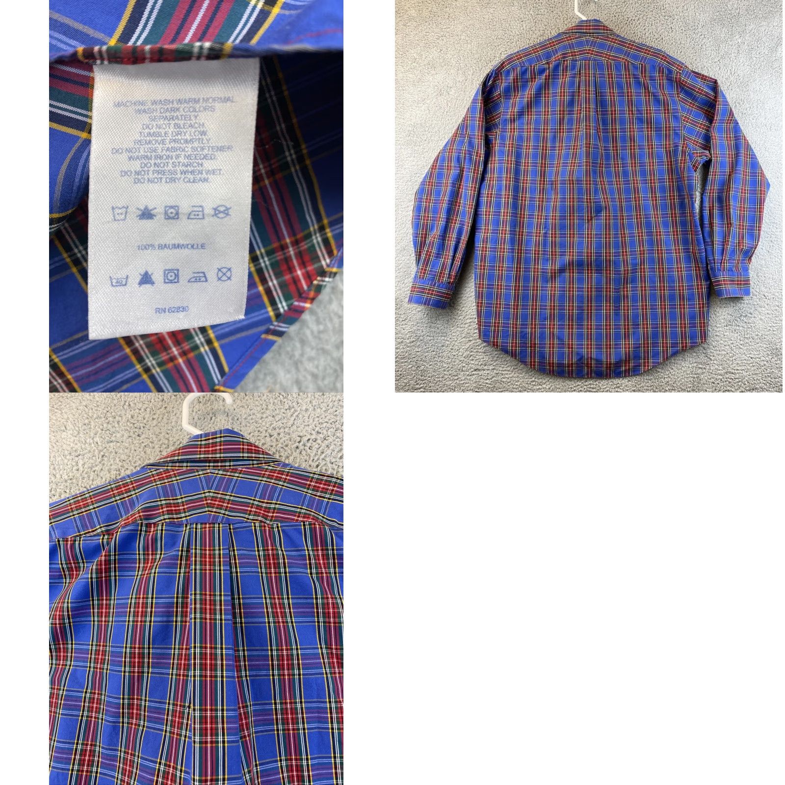 Lands' End VINTAGE Lands' End Button-Up Shirt Men 17.5-37 Blue Check Cotton Long Sleeve Button-Down Collared 100% Cotton Classic Regular Mens Size US XL / EU 56 / 4 - 8 Thumbnail