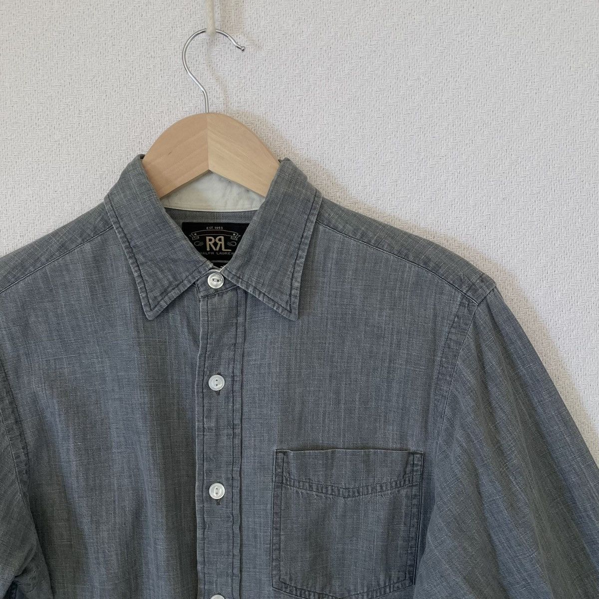 Ralph Lauren RRL Double RL Chambray Grey Cotton Workshirt Button Down Size US S / EU 44-46 / 1 - 1 Thumbnail