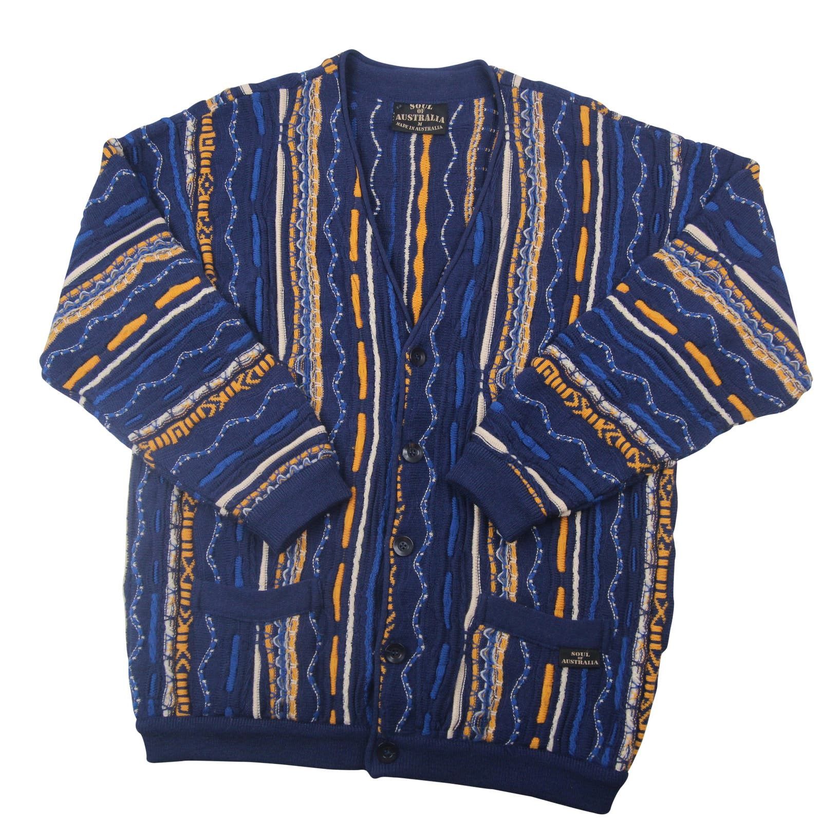 image of Coogi Soul Of Australia Crazy Cardigan Sweater in Blue, Men's (Size Medium)
