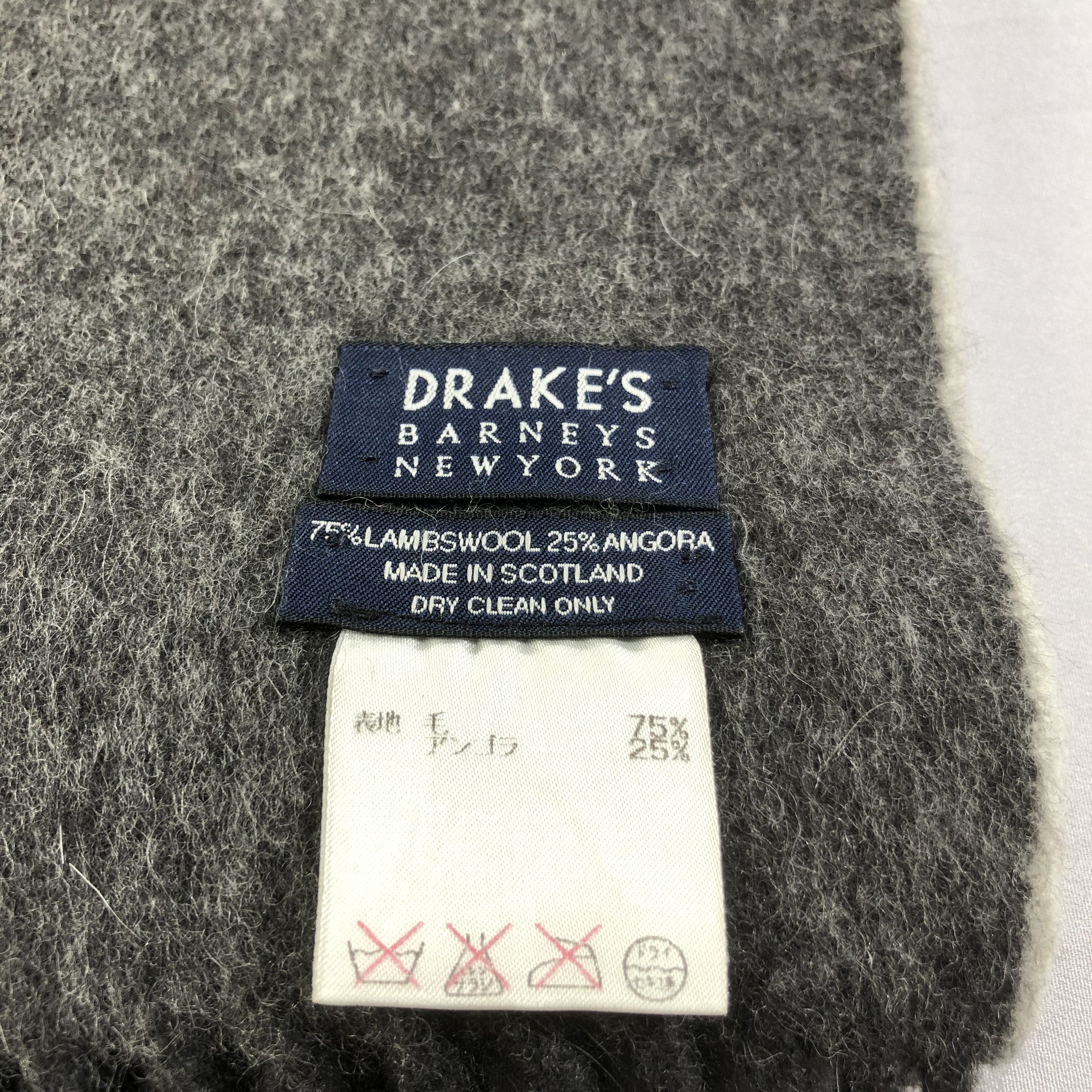 Drake's Drake's X Barneys New York Grey Wool Scarf Muffler V1403 Size ONE SIZE - 4 Thumbnail