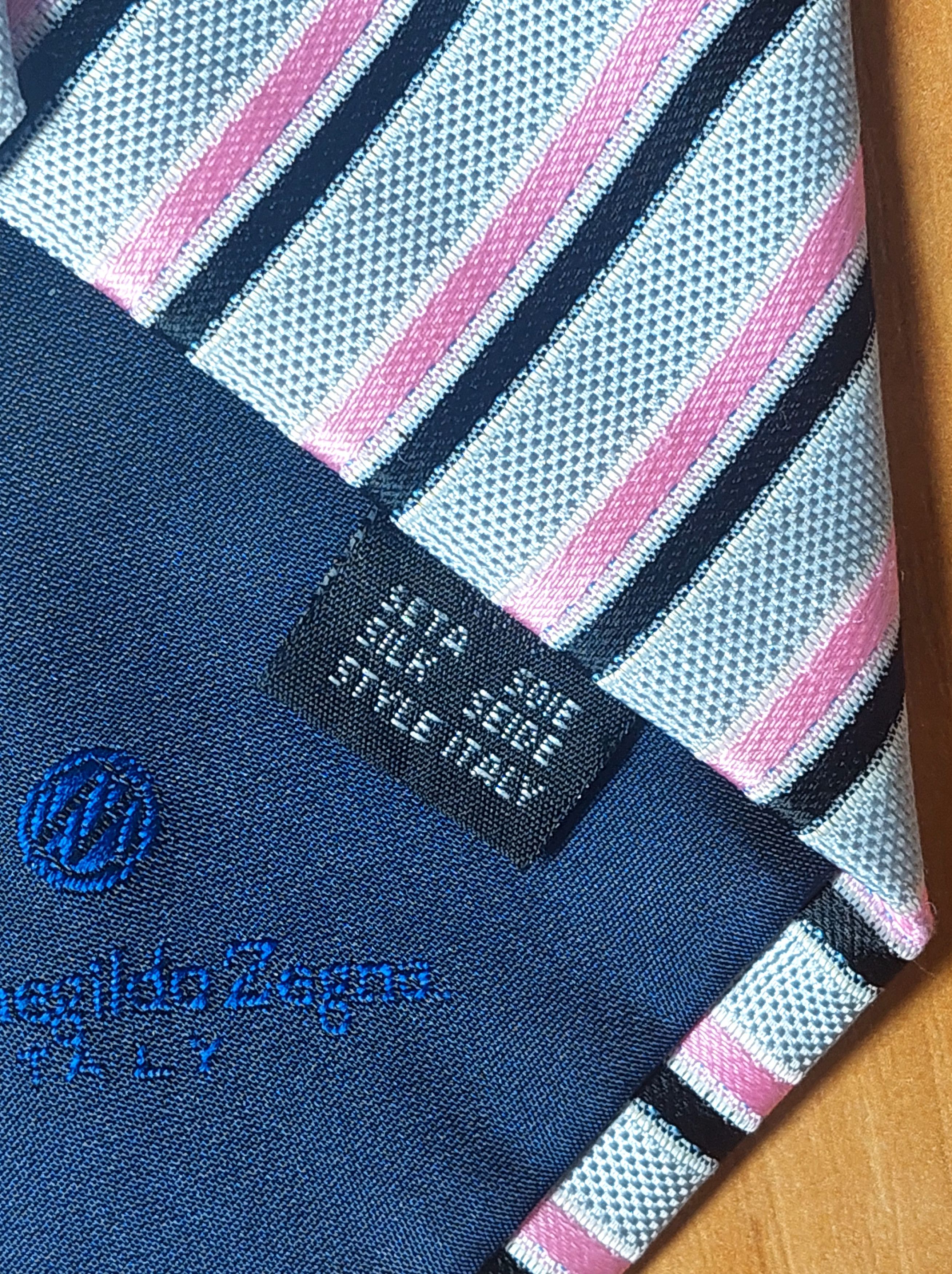 Ermenegildo Zegna Ermenegildo Zegna Silk Tie Gray Pink Diagonal Stripe Italy Size ONE SIZE - 8 Thumbnail