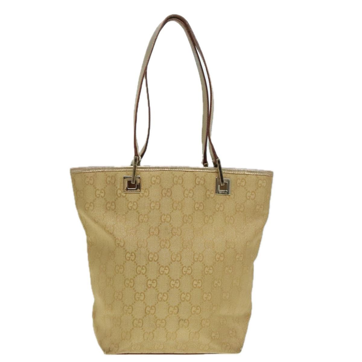 GUCCI GG Canvas Shoulder Bag Gold Tone Gold 0021099