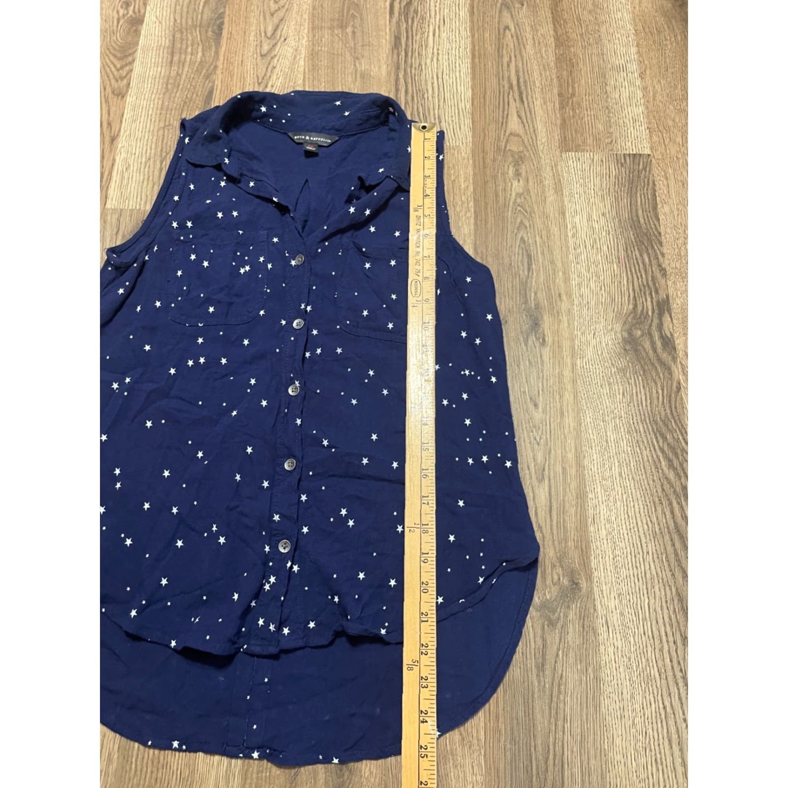 Vintage Rock & Republic Tank Top Women's XS Blue White Star Button Up Sleeveless Casual Modern Size XS / US 0-2 / IT 36-38 - 4 Thumbnail