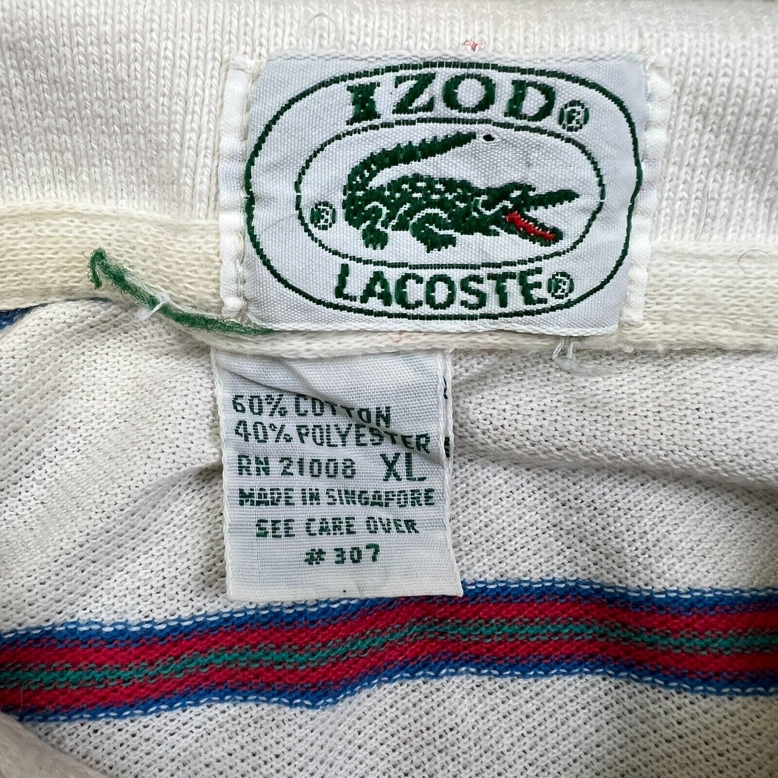 Izod × Lacoste × Vintage Vintage 80s Izod Lacoste Polo Shirt XL Striped Casual Preppy Size US XL / EU 56 / 4 - 8 Thumbnail
