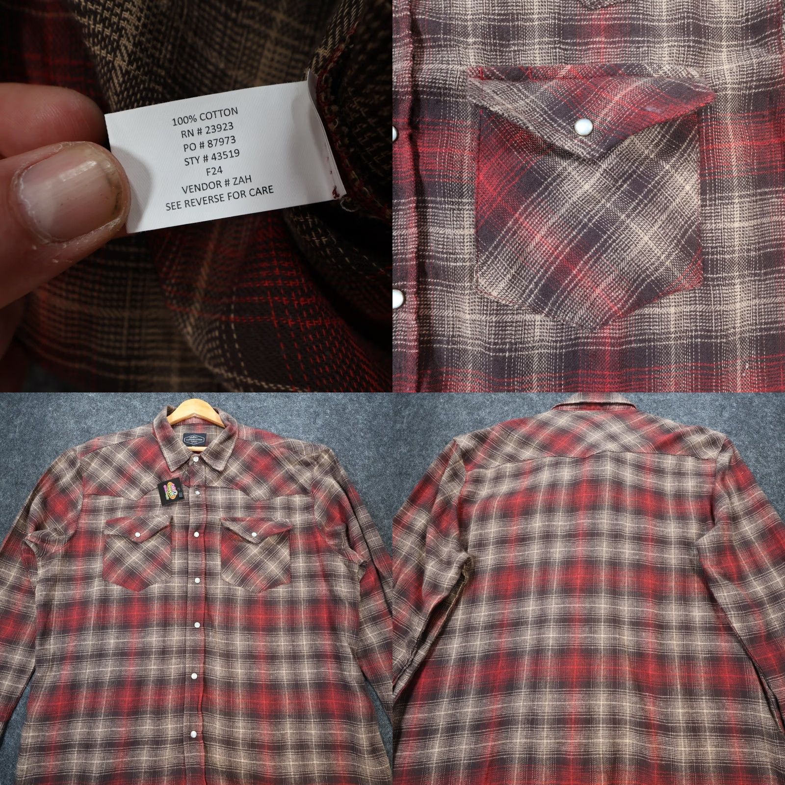 Vintage Canyon Guide Outfitters Flannel Shirt Mens XL Red Plaid Western Snap Size US XL / EU 56 / 4 - 8 Thumbnail