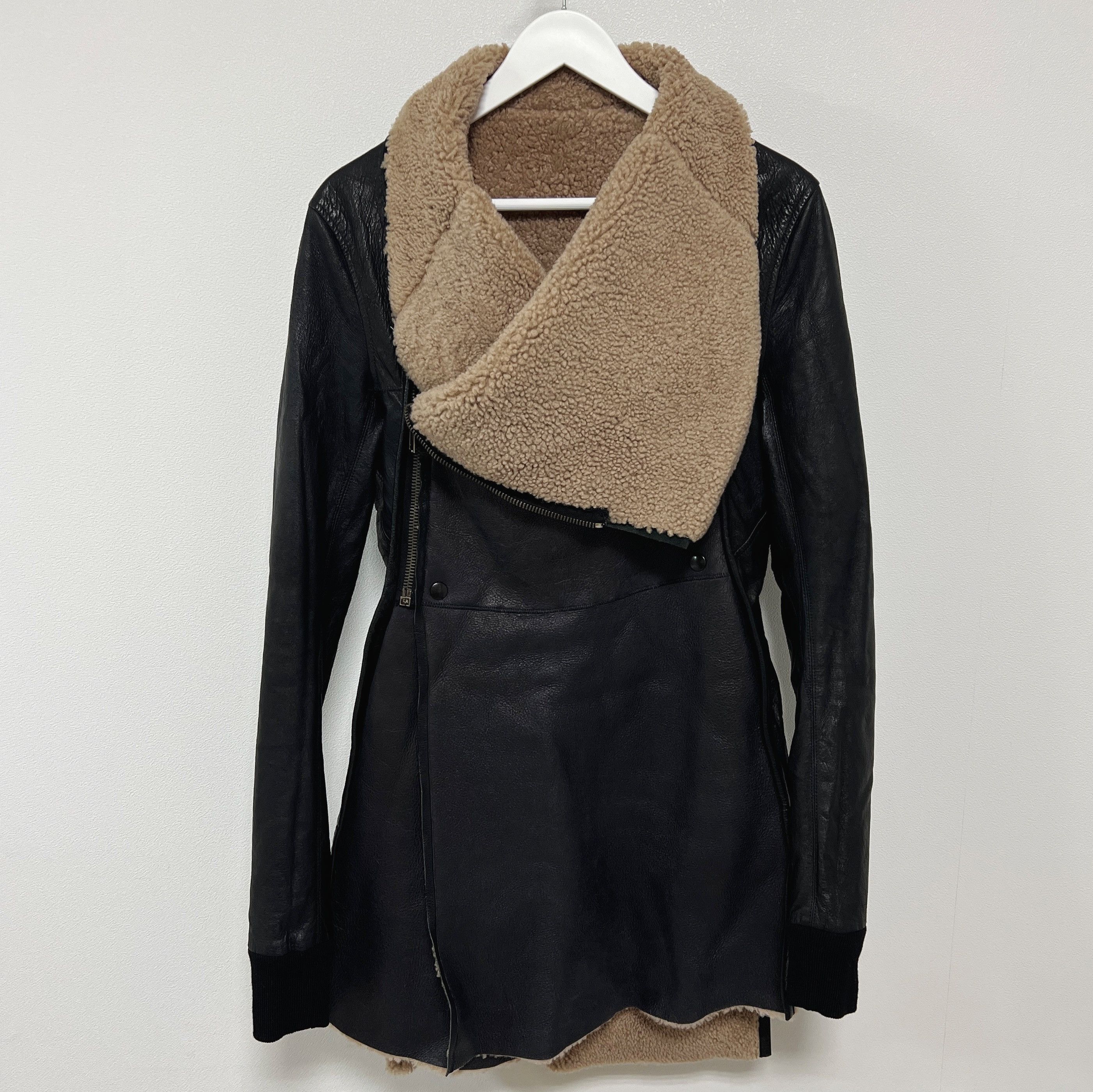 Rick Owens Rick Owens 10FW Long Shearling Moto Car Coat Size XS / US 0-2 / IT 36-38 - 1 Thumbnail