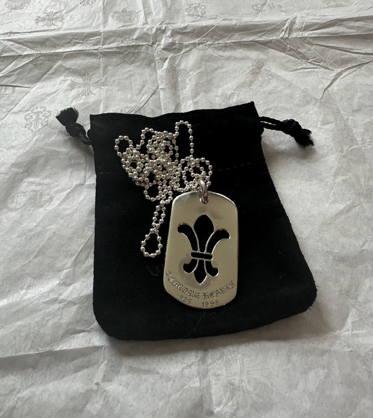 Chrome Hearts Chrome Hearts Large Fleur Cut Out Dog Tag Necklace Size ONE SIZE - 1 Thumbnail