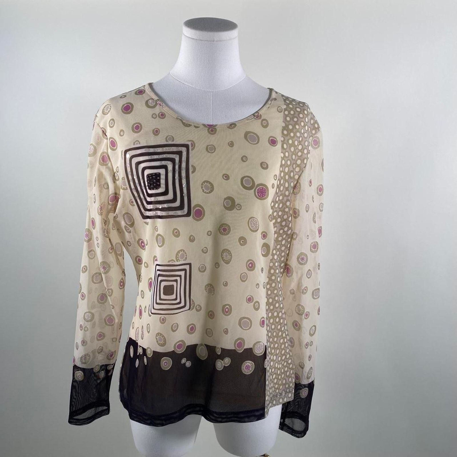 Other Vintage abstract sheer long sleeve Size L / US 10 / IT 46 - 2 Thumbnail