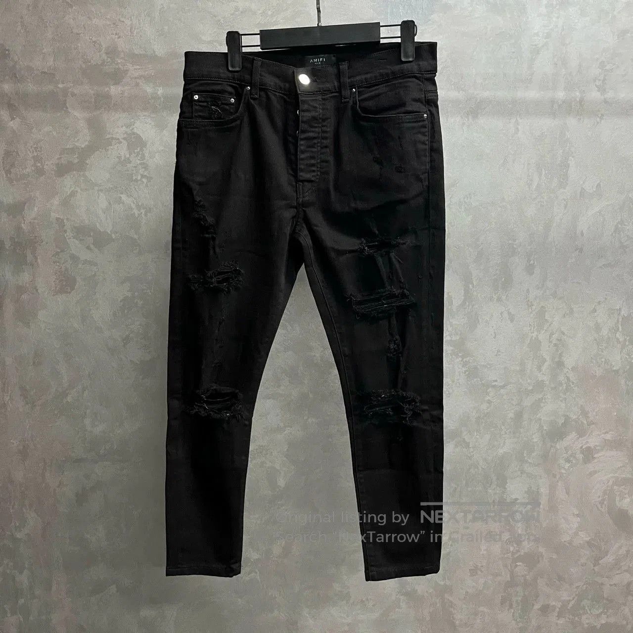 Amiri Amiri Black Distressed Patch Jeans. Size US 32 / EU 48 - 1 Thumbnail