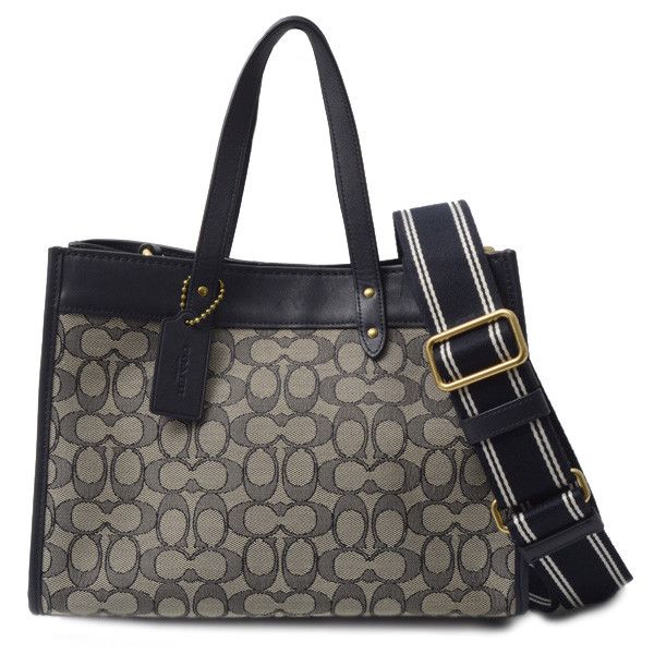 Coach Coach Coach Signature 2WAY Shoulder Handbag Navy Gray Others Handbag A2154-C3282 in Great Condition Size ONE SIZE - 1 Thumbnail