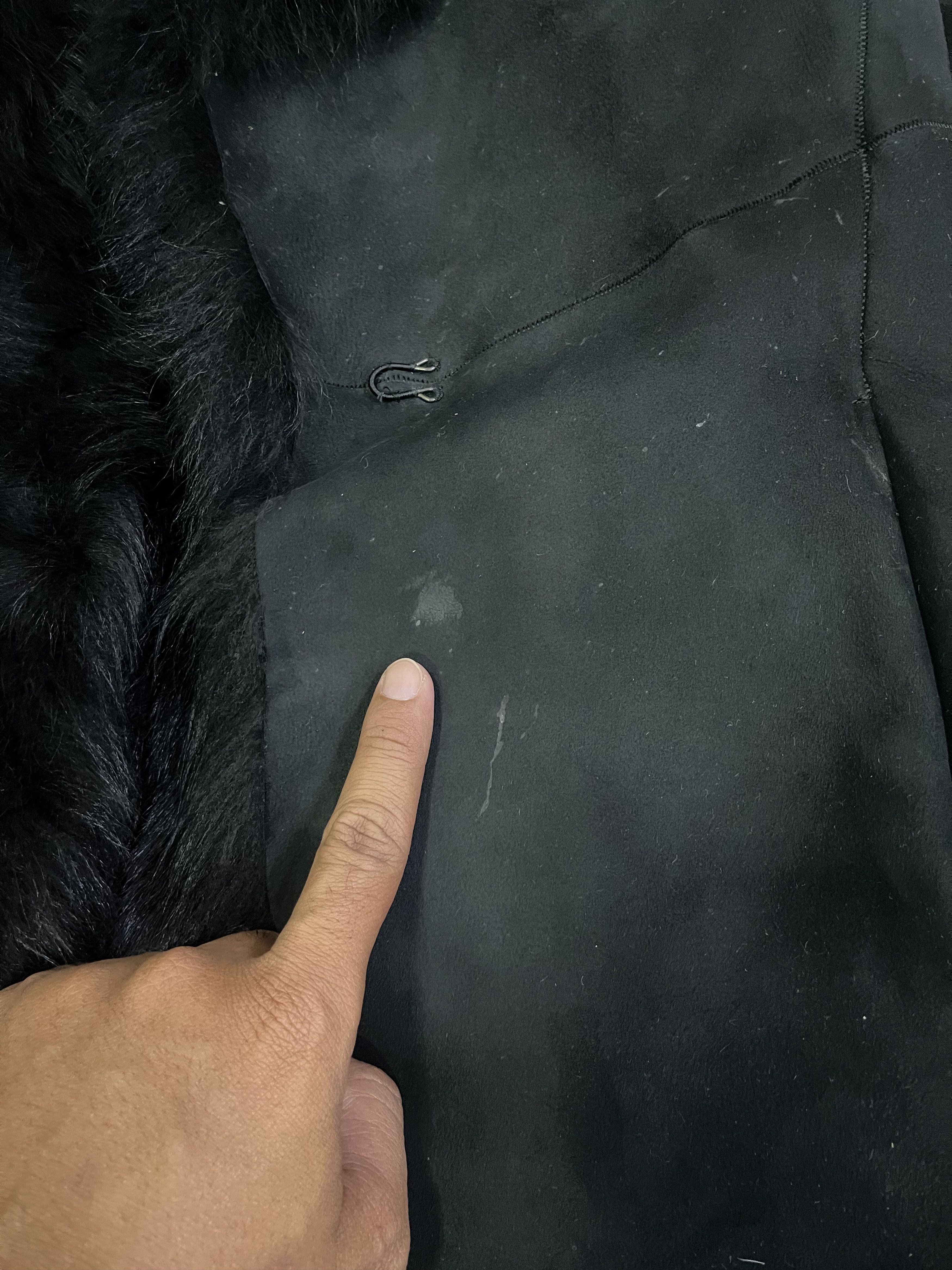 Luxury Black Fur Trim Winter Jacket Plush Fur Collar Cuffs