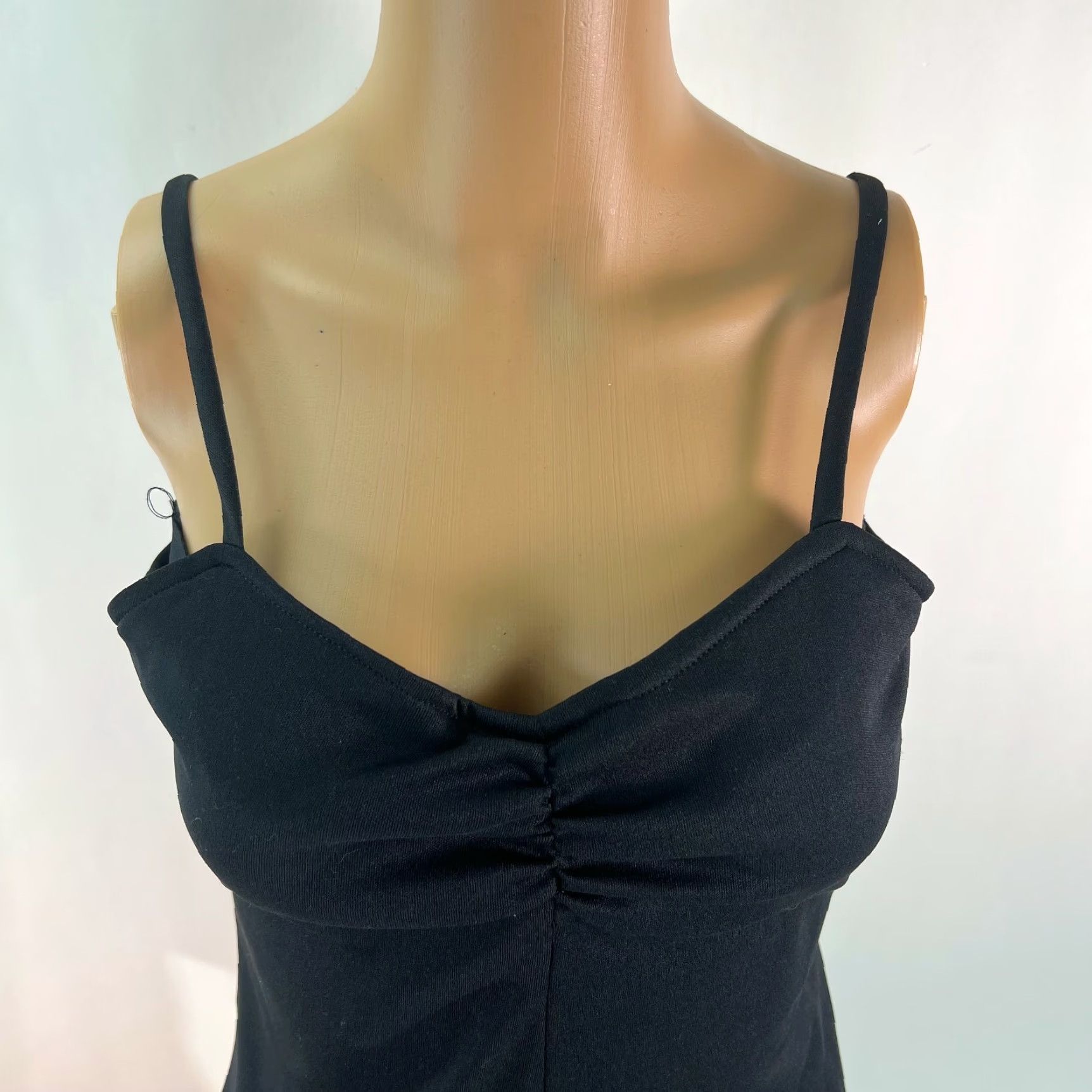 Vintage VTG ILGWU Spaghetti Straps Zipper Rauched Black A Line Mini Dress Womens SZ 9 Size M / US 6-8 / IT 42-44 - 4 Thumbnail
