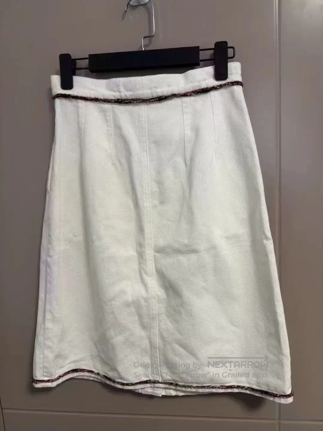 Chanel Chanel White Denim Skirt. Size 37" - 2 Thumbnail