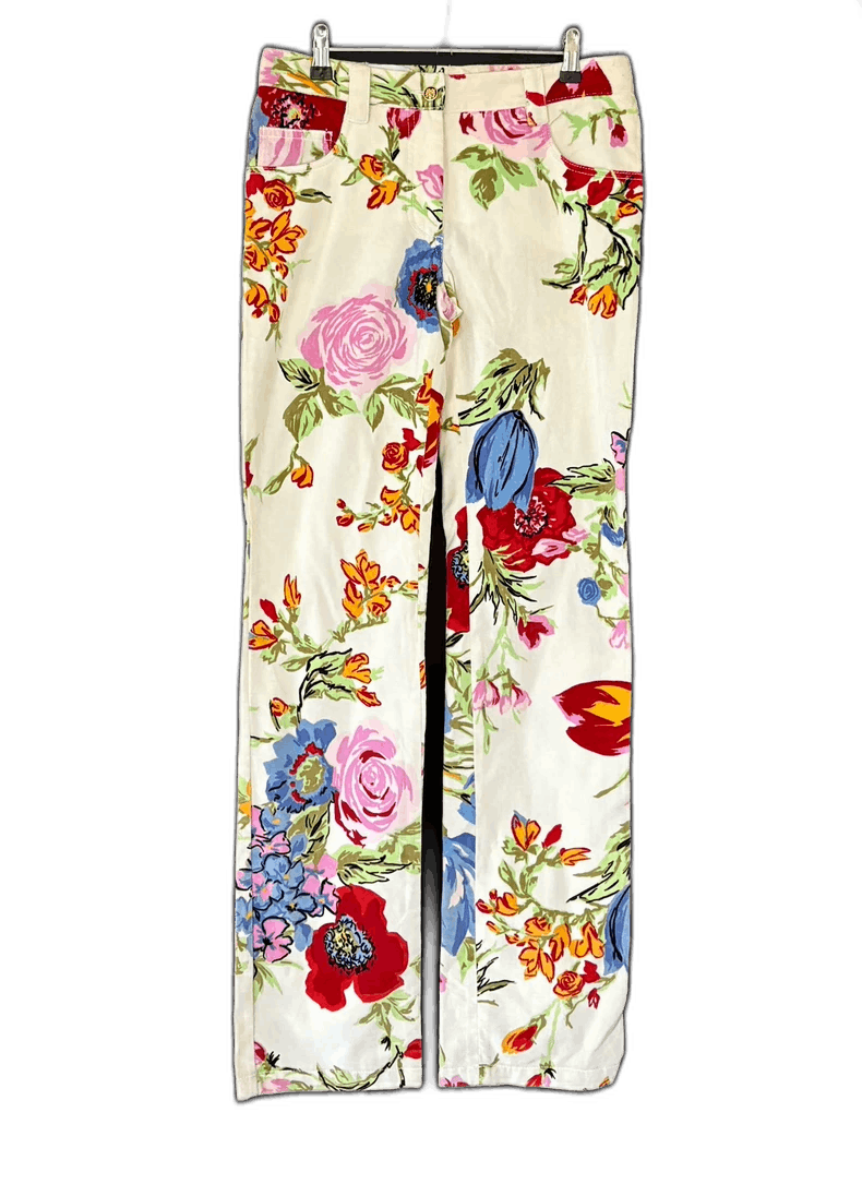 Dolce & Gabbana Floral Print Velvet Pants Size 40" / US 18 - 1 Thumbnail