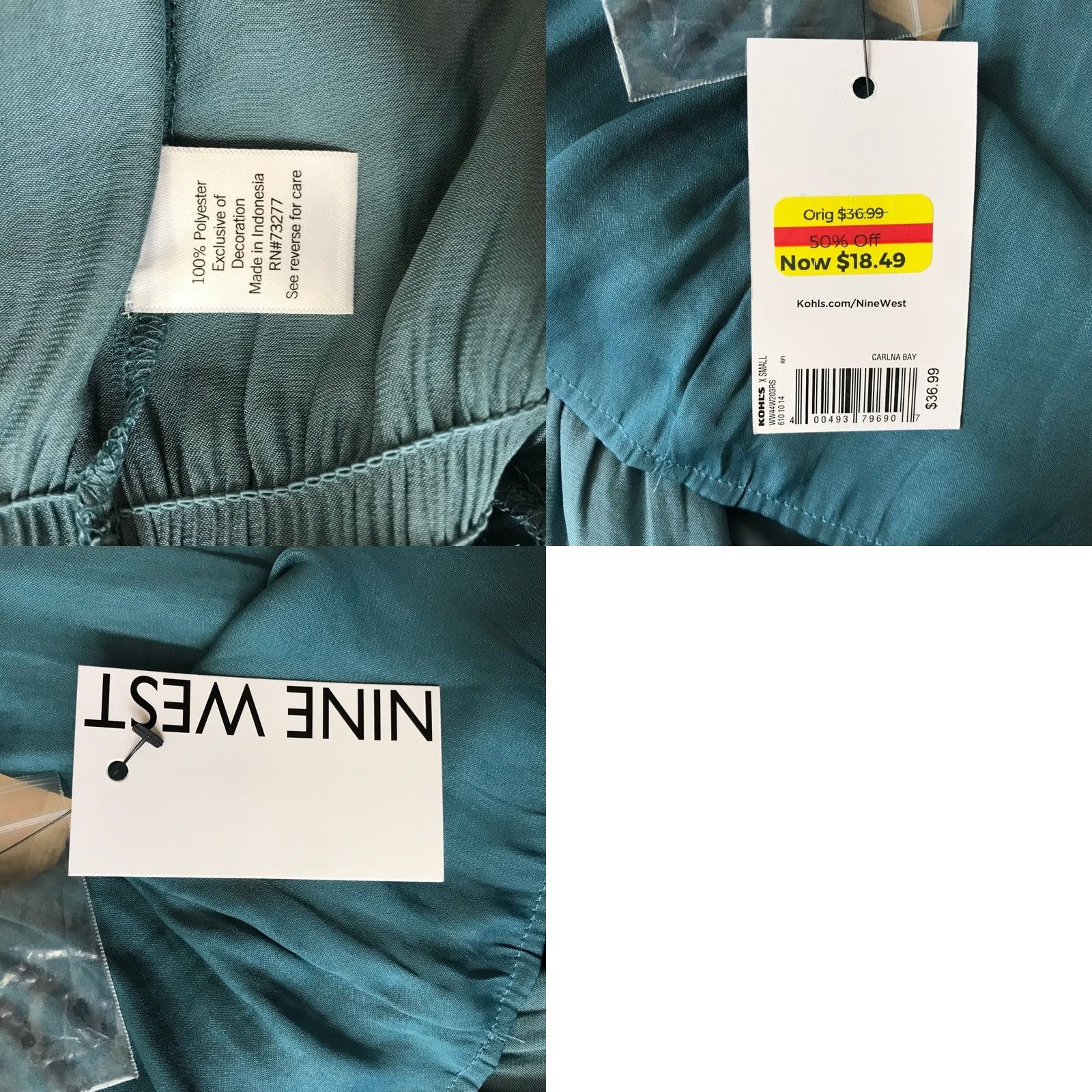 Nine West Nine West Blouse Teal Mock Neck Peplum Long Sleeve XS Women Size XS / US 0-2 / IT 36-38 - 8 Thumbnail