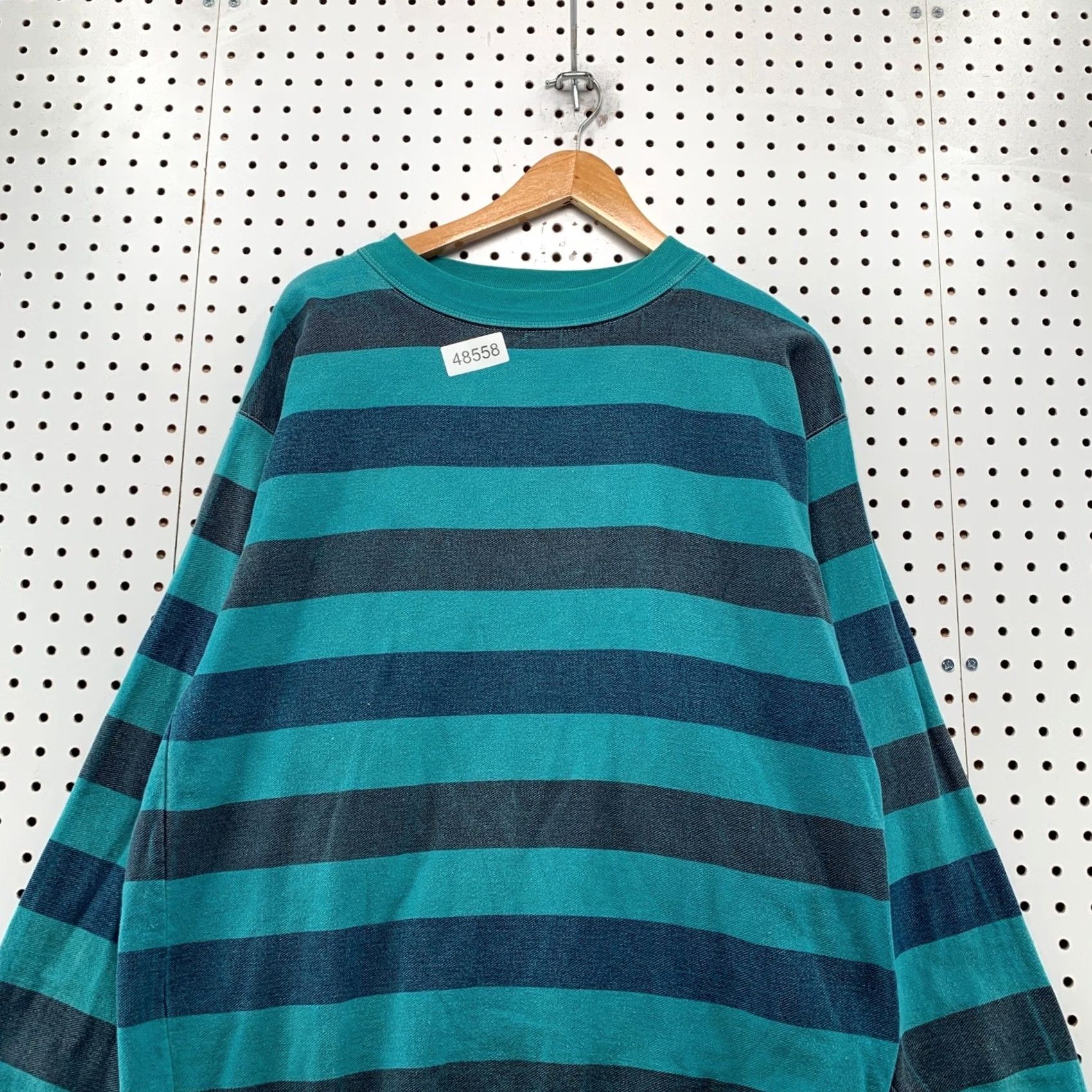 Vintage VINTAGE Structure Sweatshirt Mens M Teal Grey Striped 90s Made in USA Size US M / EU 48-50 / 2 - 4 Thumbnail
