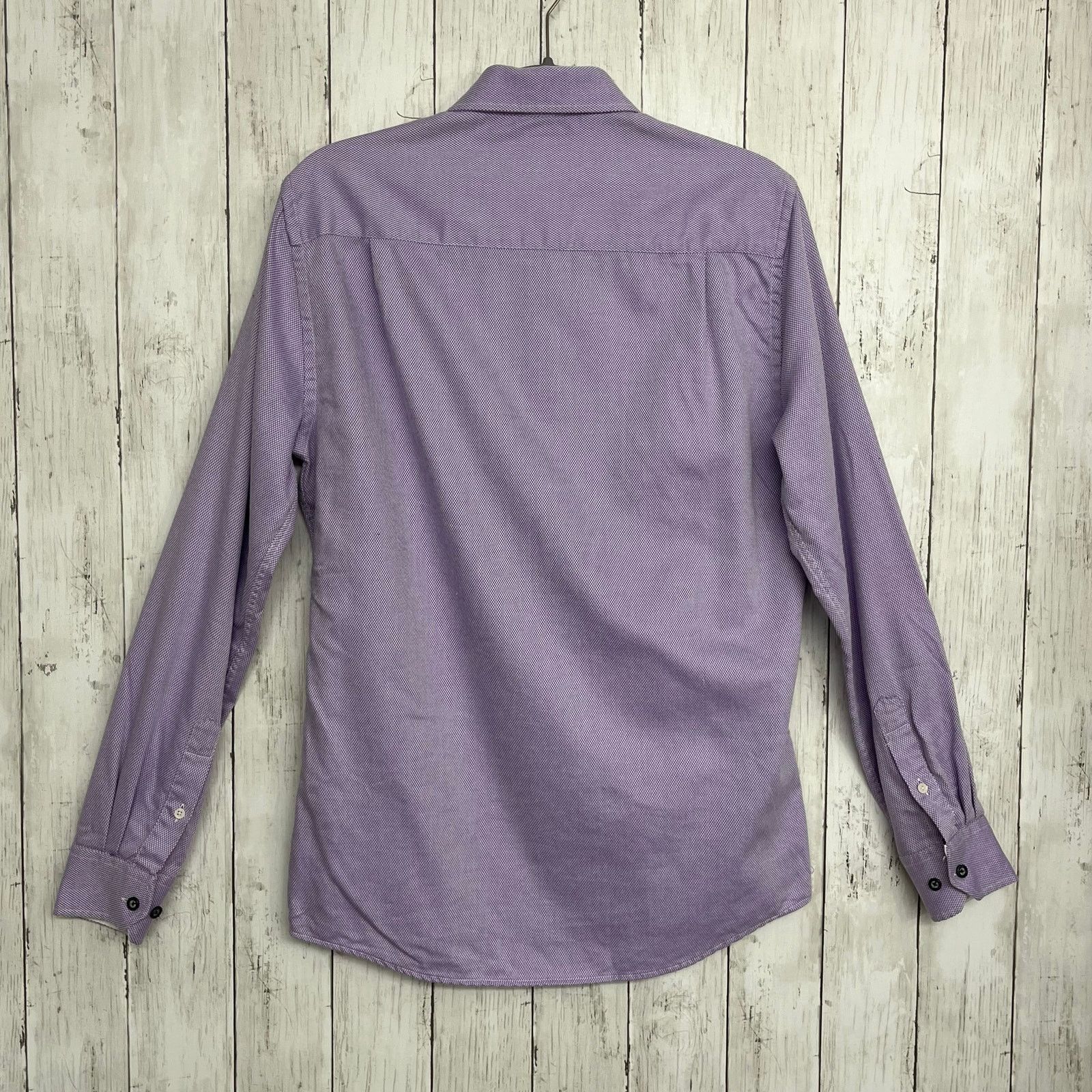 Duchamp Duchamp Purple Check Collared Button Up Dress Shirt 15.5 Size US M / EU 48-50 / 2 - 2 Thumbnail