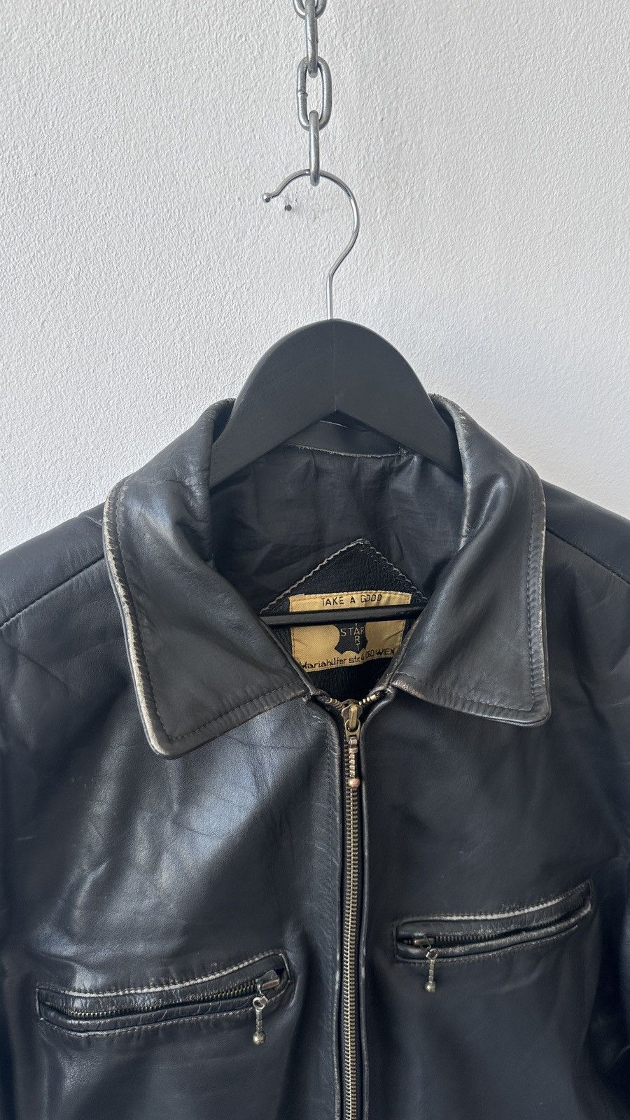 Other Genuine Leather Cafe Racer Jacket Distressed Moto Biker Size US L / EU 52-54 / 3 - 8 Thumbnail
