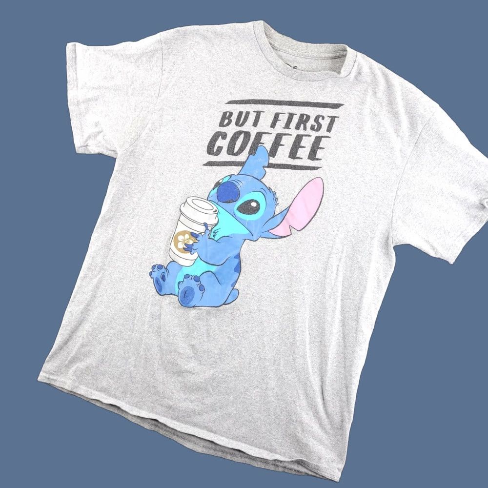 Disney Disney Stitch Shirt Men's Large Gray Short Sleeve But First Coffee Lilo Size US L / EU 52-54 / 3 - 1 Thumbnail