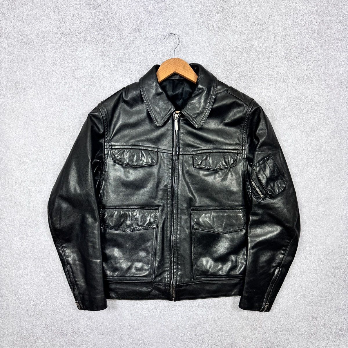 Vintage 1989 Vintage Men's Polizei Leather jacket Size 48 / M-L Size US M / EU 48-50 / 2 - 2 Thumbnail