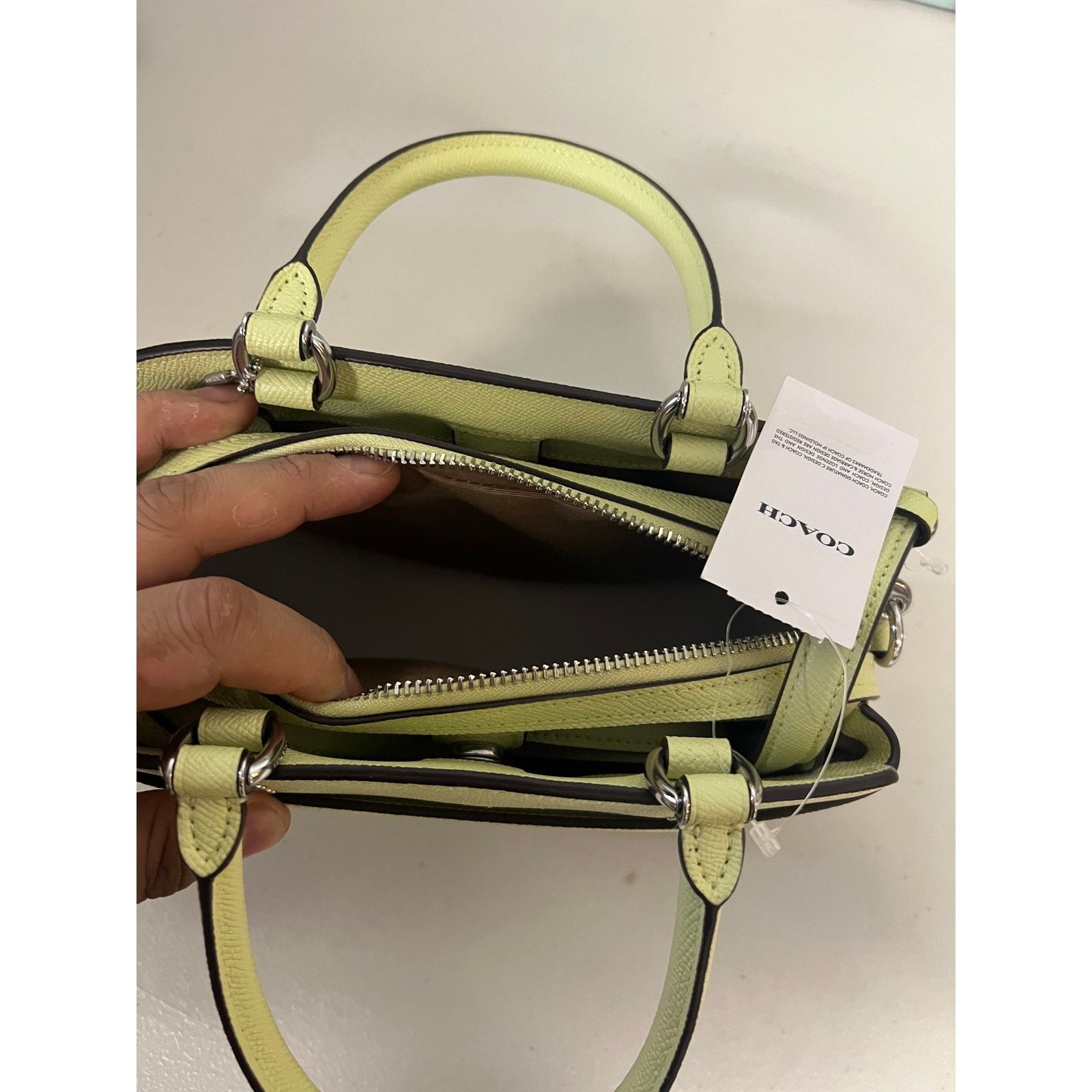Coach Coach 91146 Mini Lillie Leather Carryall IN Pale Lime Size ONE SIZE - 6 Thumbnail