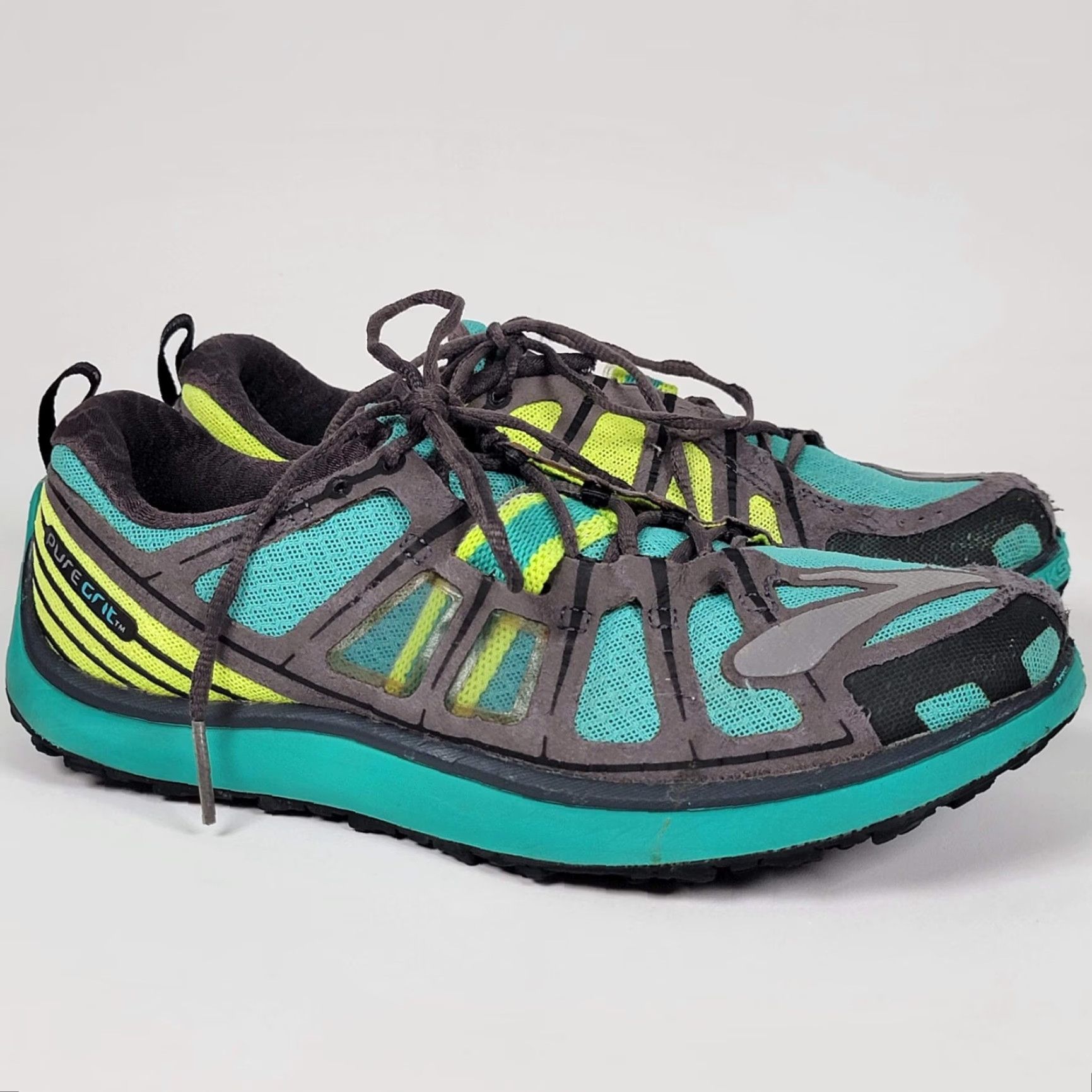 Brooks Brooks PureGrit Womens Size 9 US 40.5 Teal Blue Yellow Trail Running Sneakers Nike? No, Brooks. Size US 9 / IT 39 - 2 Thumbnail