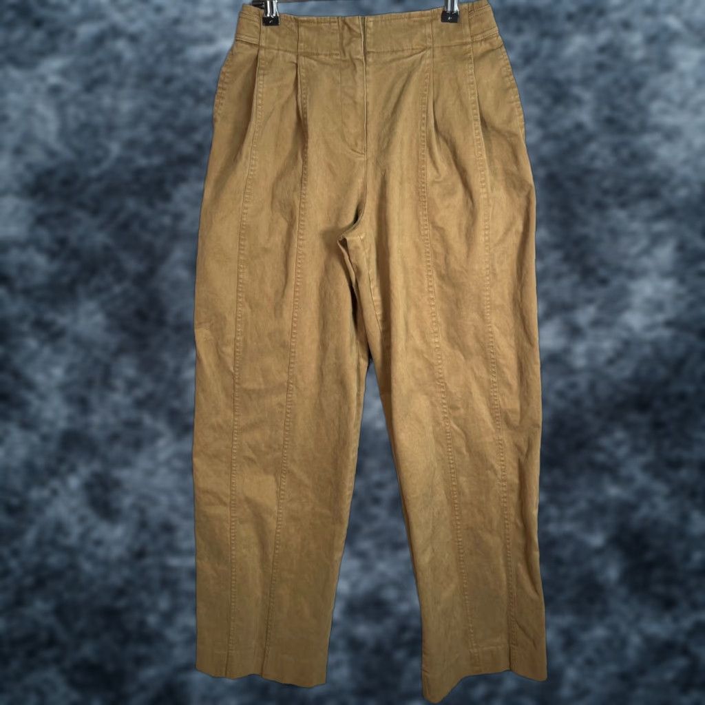 Vintage VINTAGE LVIR LA Project Womens Khaki High-Waisted Wide-Leg Cotton Blend Pants Size Small Size 28" / US 6 / IT 42 - 1 Thumbnail
