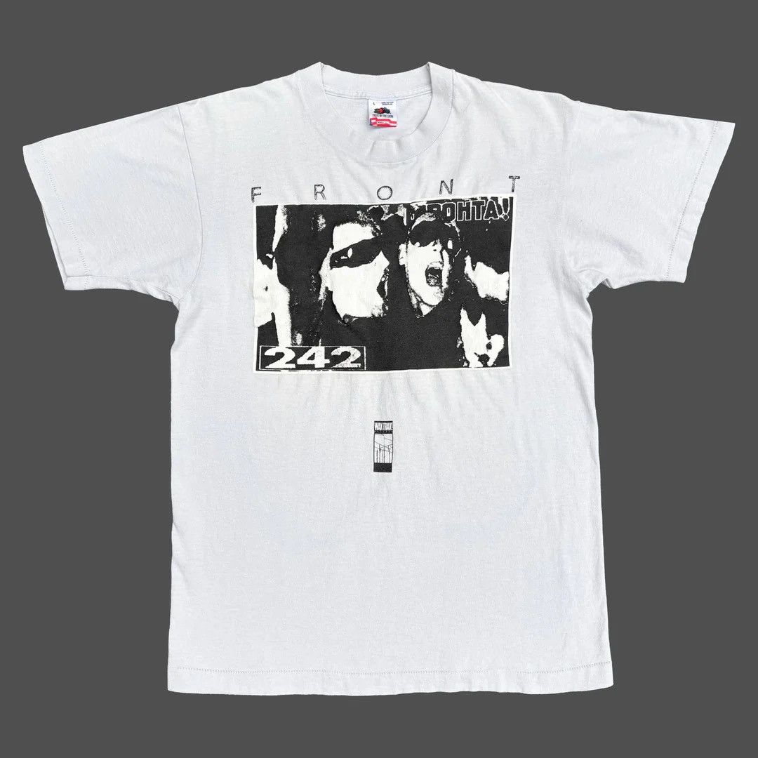 Band Tees Front 242 1990 90s Vintage Wax Trax Band Rare Tour T-Shirt Size US L / EU 52-54 / 3 - 1 Thumbnail