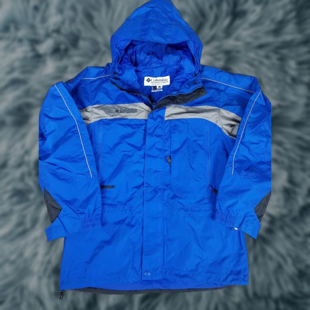 Vintage VINTAGE Columbia Sportswear Hoodie Windbreaker Rain Jacket Mens M Aqua Blue Windbreaker Blue 90s Mens Size US M / EU 48-50 / 2 - 1 Thumbnail