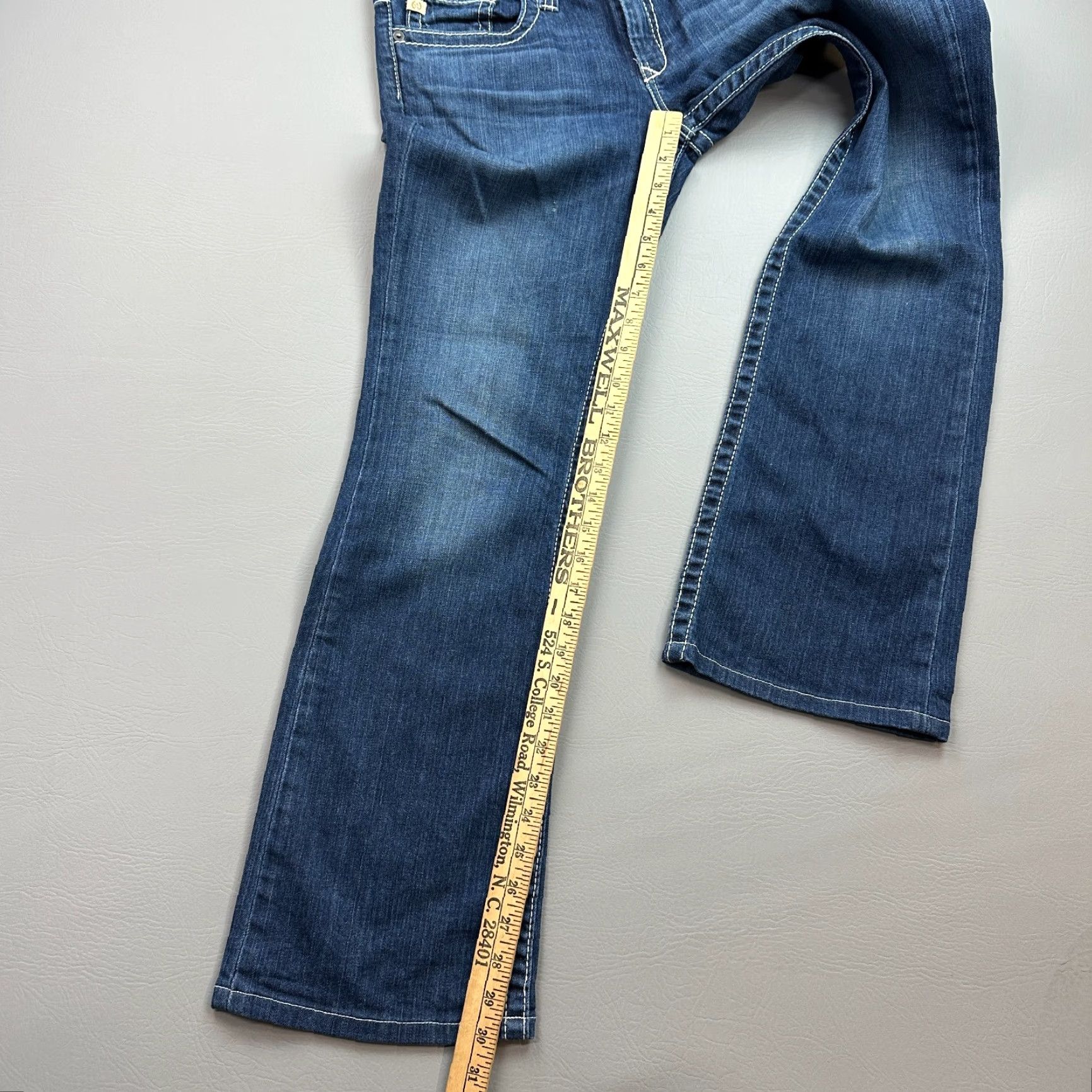 Vintage BIG STAR Jeans Women's 29 Regular 29x30 Dark Wash Low Rise Bootcut Embroidered Stretch Denim Blue 5-Pocket Mens/Womens? Size 29" - 3 Thumbnail