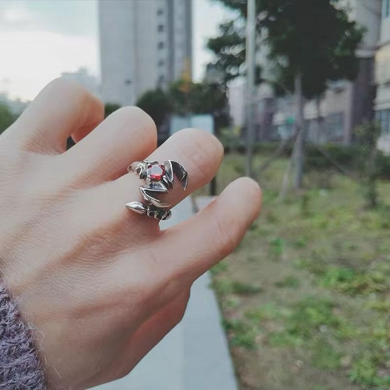 Jewelry × Sterling Silver × Vintage Crystal Red Scorpion Ring Size ONE SIZE - 2 Thumbnail