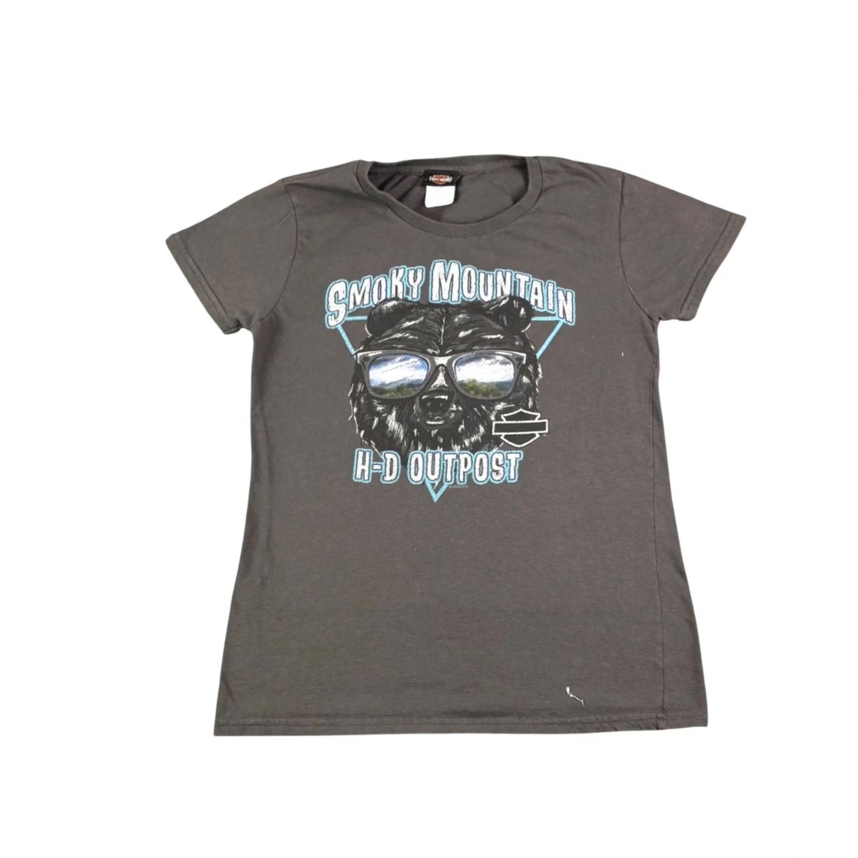 Harley Davidson Harley-Davidson T-Shirt Womens Small Gray Charcoal Smoke Mountain Bear Crew Neck Short Sleeve Jersey 100% Cotton Casual Basic Vintage No Size S / US 4 / IT 40 - 2 Thumbnail