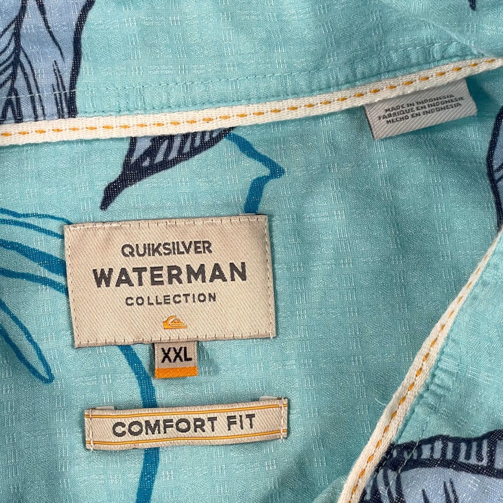 Quiksilver Quiksilver Waterman Shirt Men 2XL Blue Floral Hawaiian Short Sleeve NWOT Button-Up Collared Beach Tropical Surf Casual Mens Size US XXL / EU 58 / 5 - 2 Thumbnail