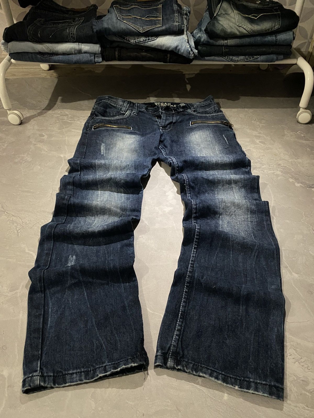 Vintage Archive Designer Washed Destroyed Slim Jean/ Zip line /Tokyo Size US 32 / EU 48 - 1 Thumbnail