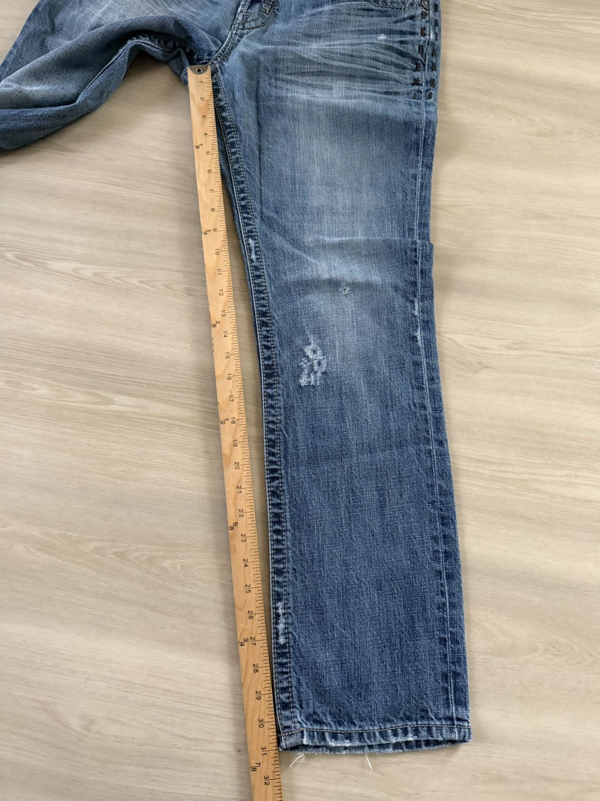 Mek Denim Vtg Y2K MEK Denim Durham Distressed Boot Cut Sz 32x32 *33x30 Size 32" / US 10 / IT 46 - 5 Thumbnail