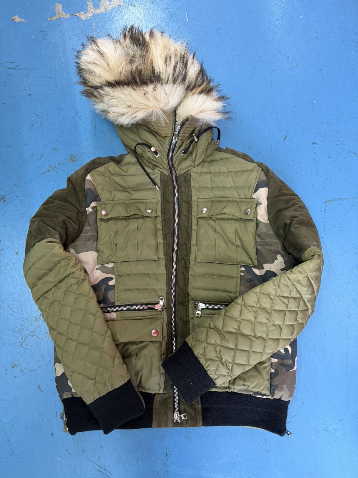 Balmain BALMAIN FW14 FUR TRIM CAMO PRINT QUILTED JACKET Size US XXL / EU 58 / 5 - 2 Thumbnail