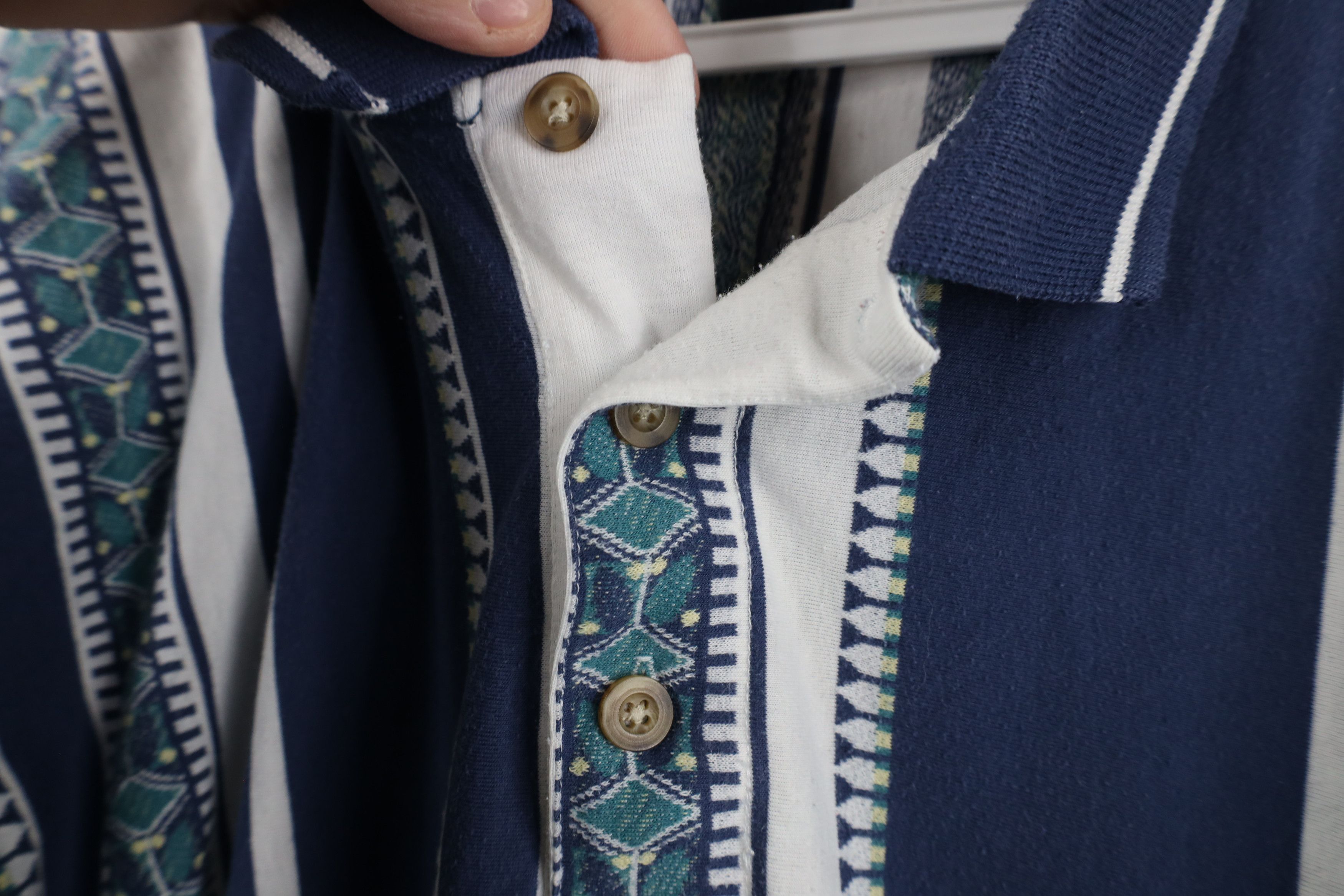 Vintage Vintage 90s Streetwear Fair Isle Striped Collared Polo Shirt Size US XL / EU 56 / 4 - 8 Thumbnail