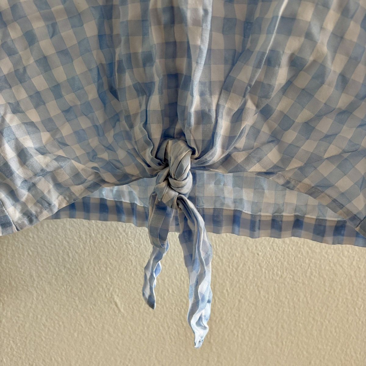 Madewell Blue Madewell Gingham Tie-Front Top Size XXS / US 00 / IT 34 - 4 Thumbnail