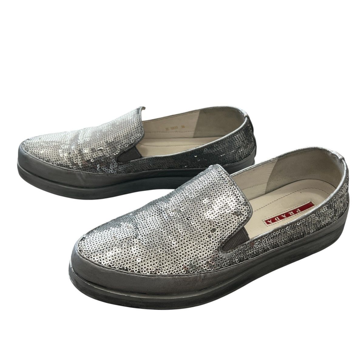 Prada PRADA SPORT “PAILLETTES ALLUMINIO” Silver Sequin Slip-On Size US 6 / IT 36 - 3 Thumbnail