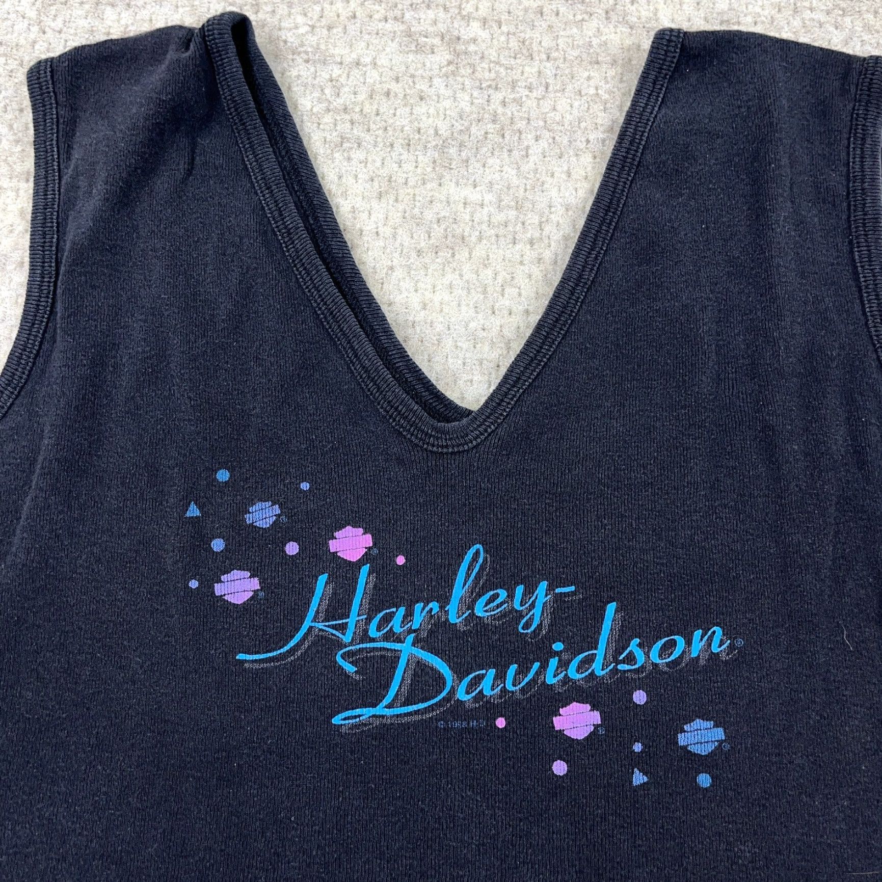 Harley Davidson VINTAGE Harley-Davidson Shirt Women L Black Tank Top V Neck Faded Tattoo Size L / US 10 / IT 46 - 3 Thumbnail
