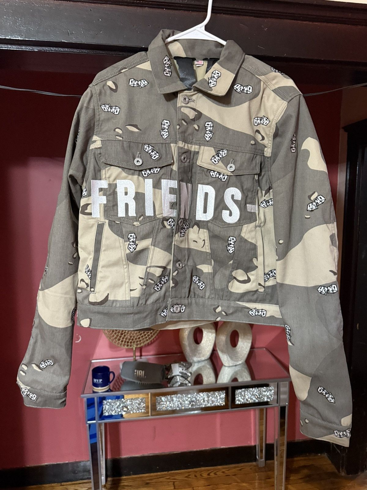Pre-owned Vlone Camo Dice Jacket Size Medium In Sand
