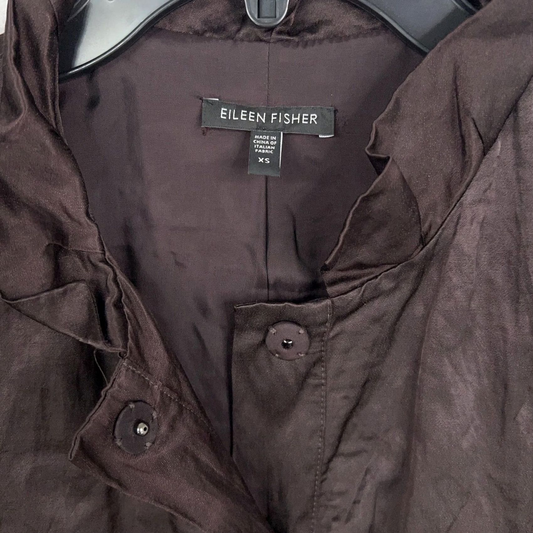 Eileen Fisher Eileen Fisher Coat Womens XS Steel Satin Metallic Trench Brown C​h estnut? Size XS / US 0-2 / IT 36-38 - 4 Thumbnail