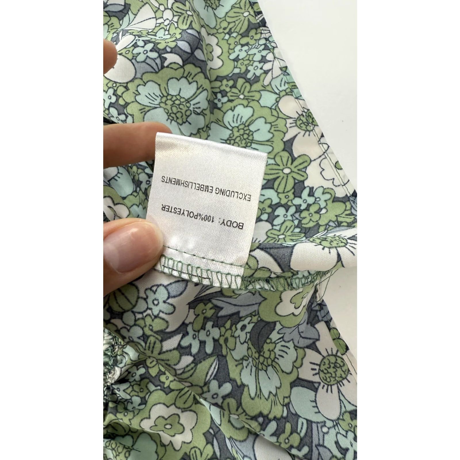 PRINCESS POLLY Princess Polly Shirt Womens 2 Green Floral Smocked Peplum Puff Sleeve Blouse Size XS / US 0-2 / IT 36-38 - 6 Thumbnail
