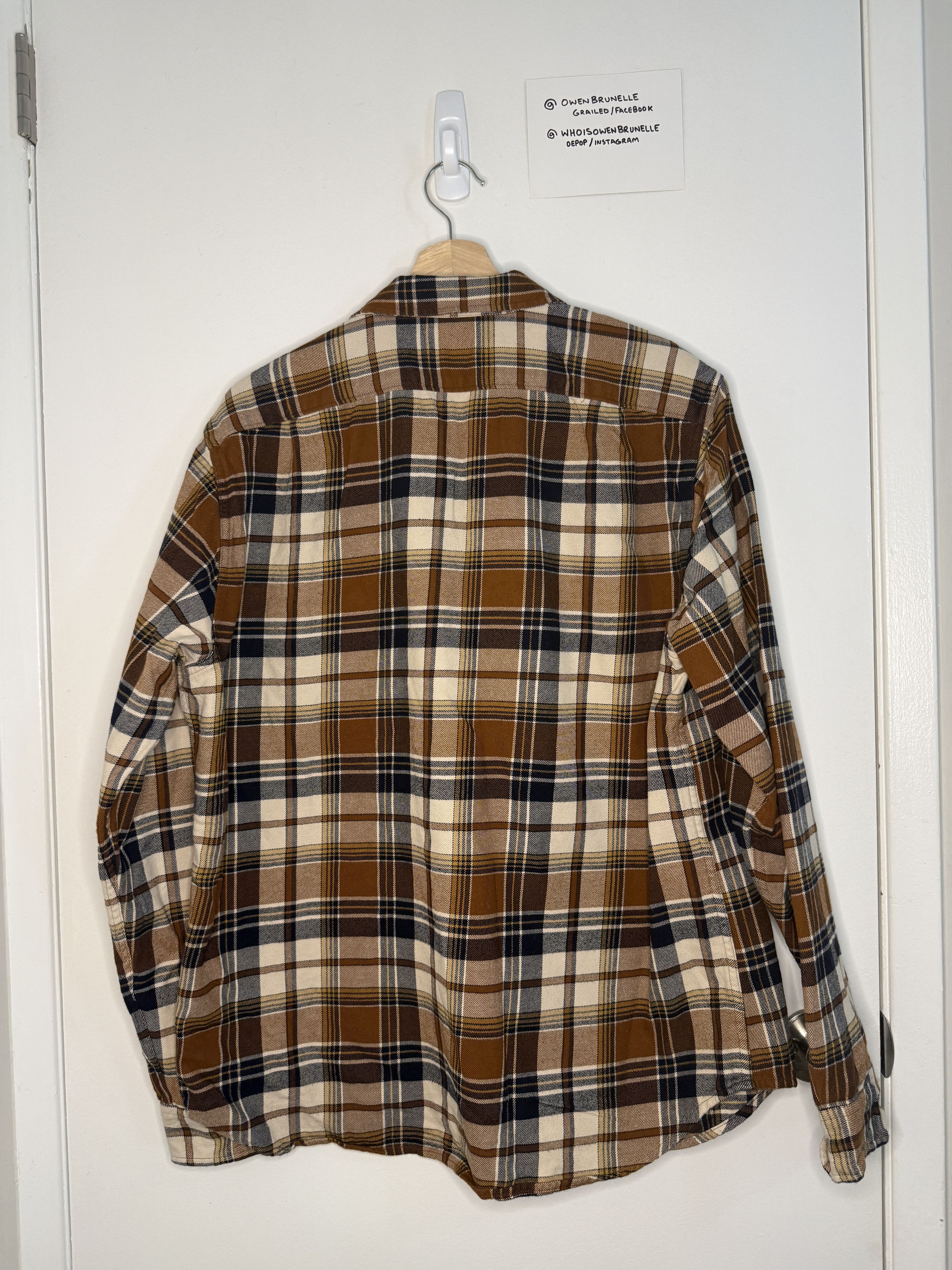J.Crew J.Crew Midweight Flannel Brown Navy Plaid Size L Size US L / EU 52-54 / 3 - 2 Thumbnail