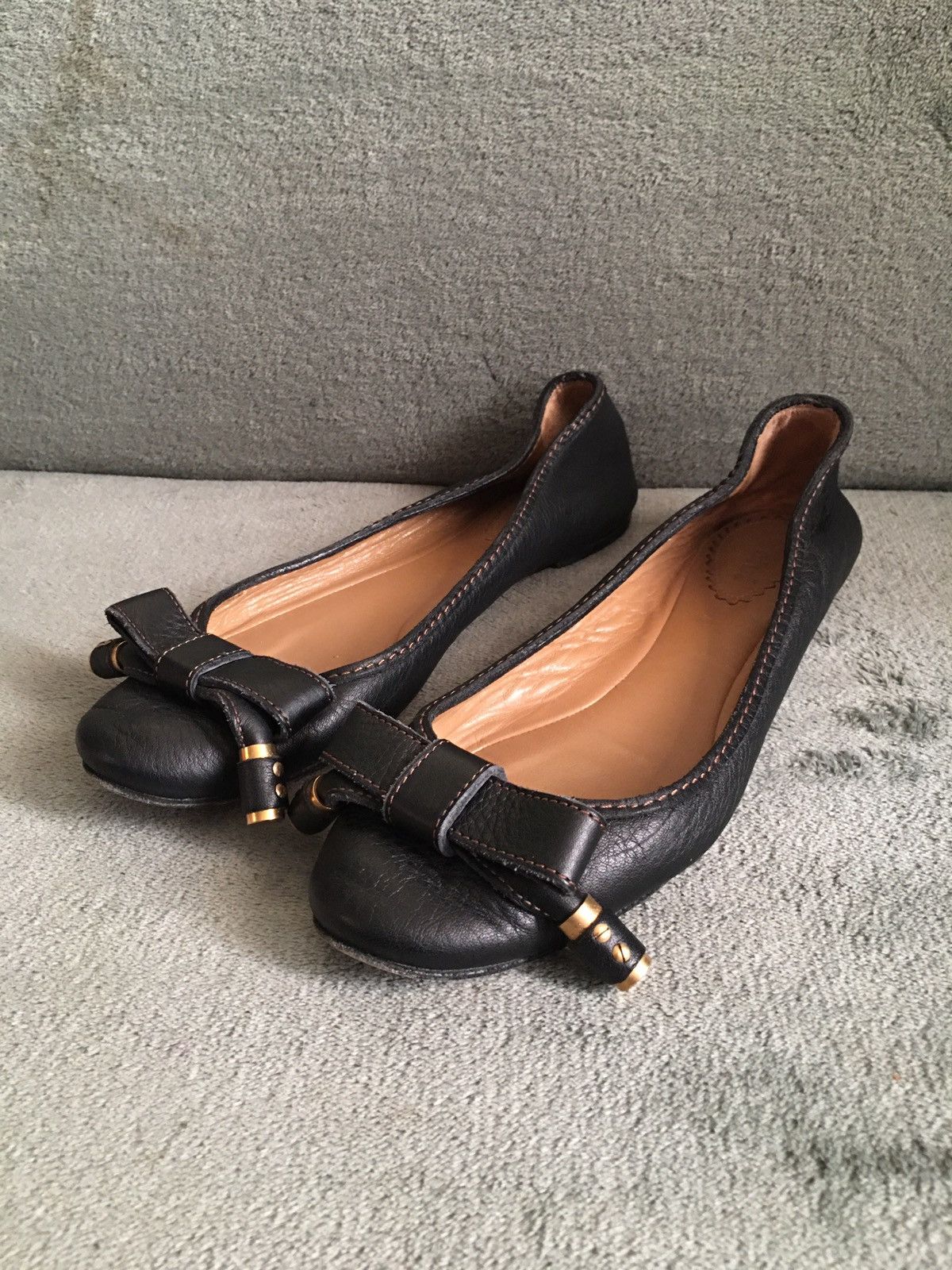 Chloe CHLOE Leather Black Flats Pumps EU 37 Size US 7 / IT 37 - 1 Thumbnail